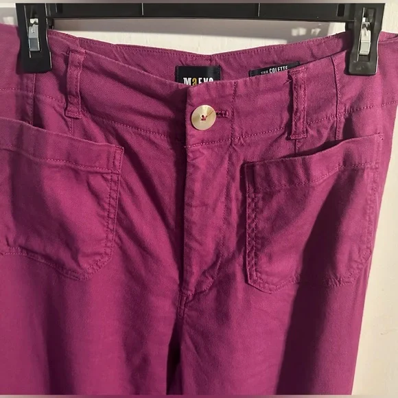 Sz 8 EUC Maeve Magenta Linen Colette Wide Leg Pants Anthropologie - Picture 6 of 14